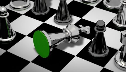 Importance of a business plan, chess piece toppled on board