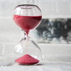 Business coaching time management productivity increase, image of a sand timer