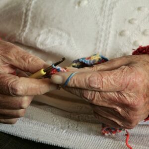 elderly hands knitting