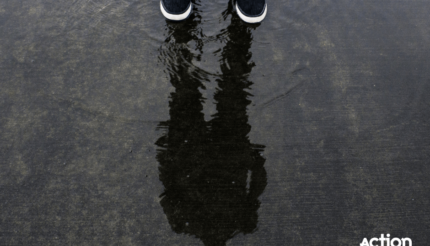 Standing in a puddle to see reflection