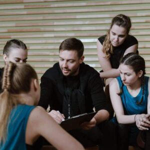 A coach with his team